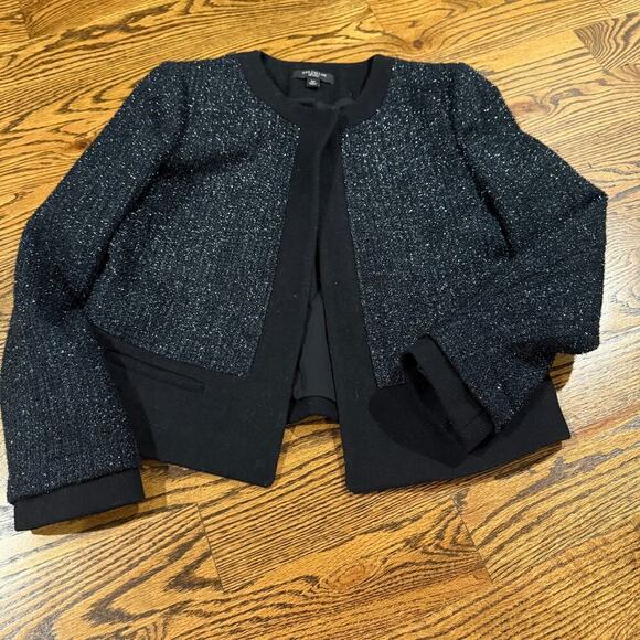 ANN TAYLOR Metallic SHIMMER TWEED JACKET WOOL Size 6 Petite - Picture 4 of 6